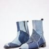 Patchwork Denim Chelsea Boots