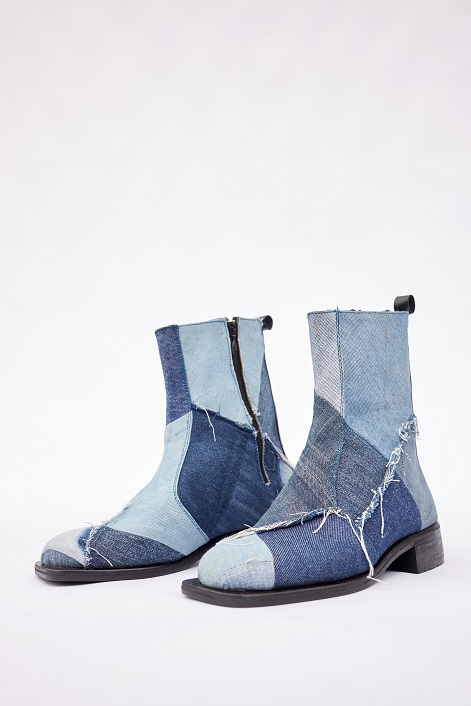 Patchwork Denim Chelsea Boots