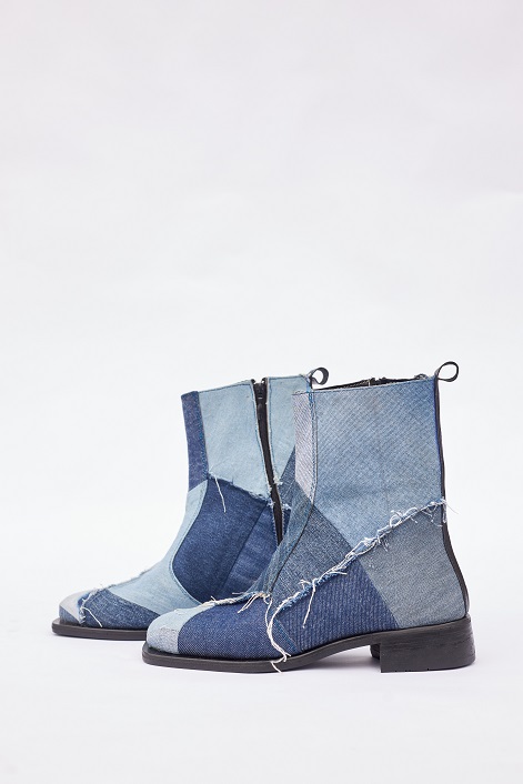Patchwork Denim Chelsea Boots