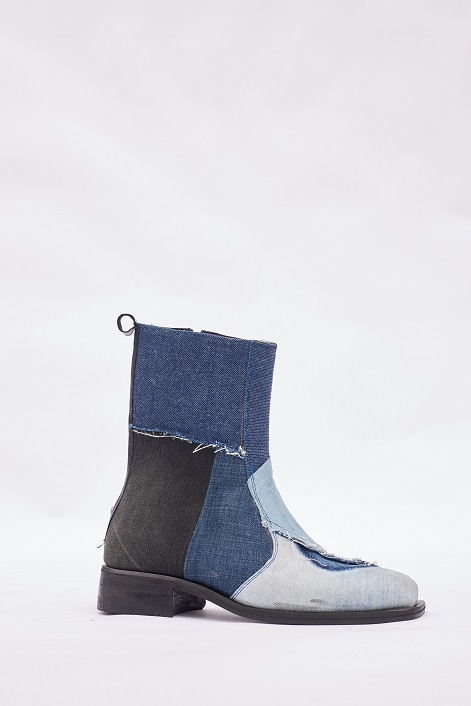 Patchwork Denim Chelsea Boots