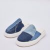 Patchwork Denim Platform Mules