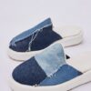 Patchwork Denim Platform Mules