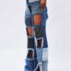 Patchwork Denim cutout pants