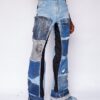 Pocket patchwork bell bottom pants