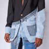 Black Wool and Denim Coat