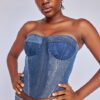 Patchwork Denim Corset Top