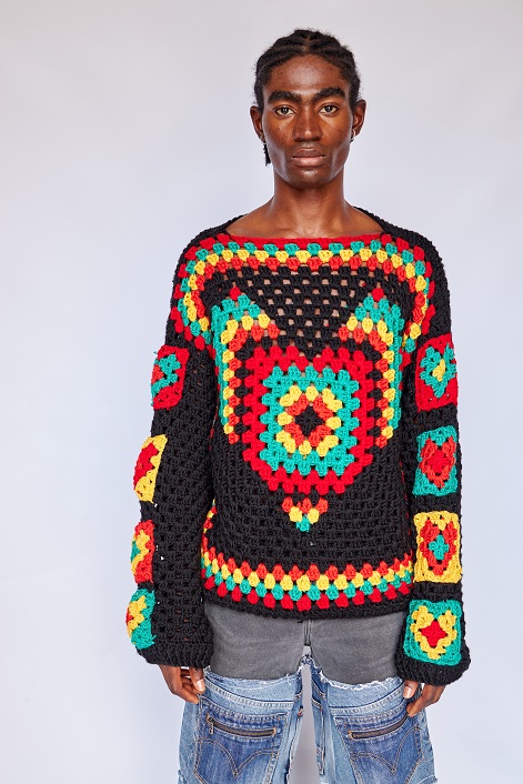Black Crochet Camoe Shirt