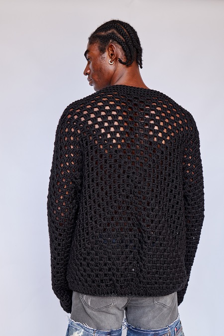 Black Crochet Camoe Shirt