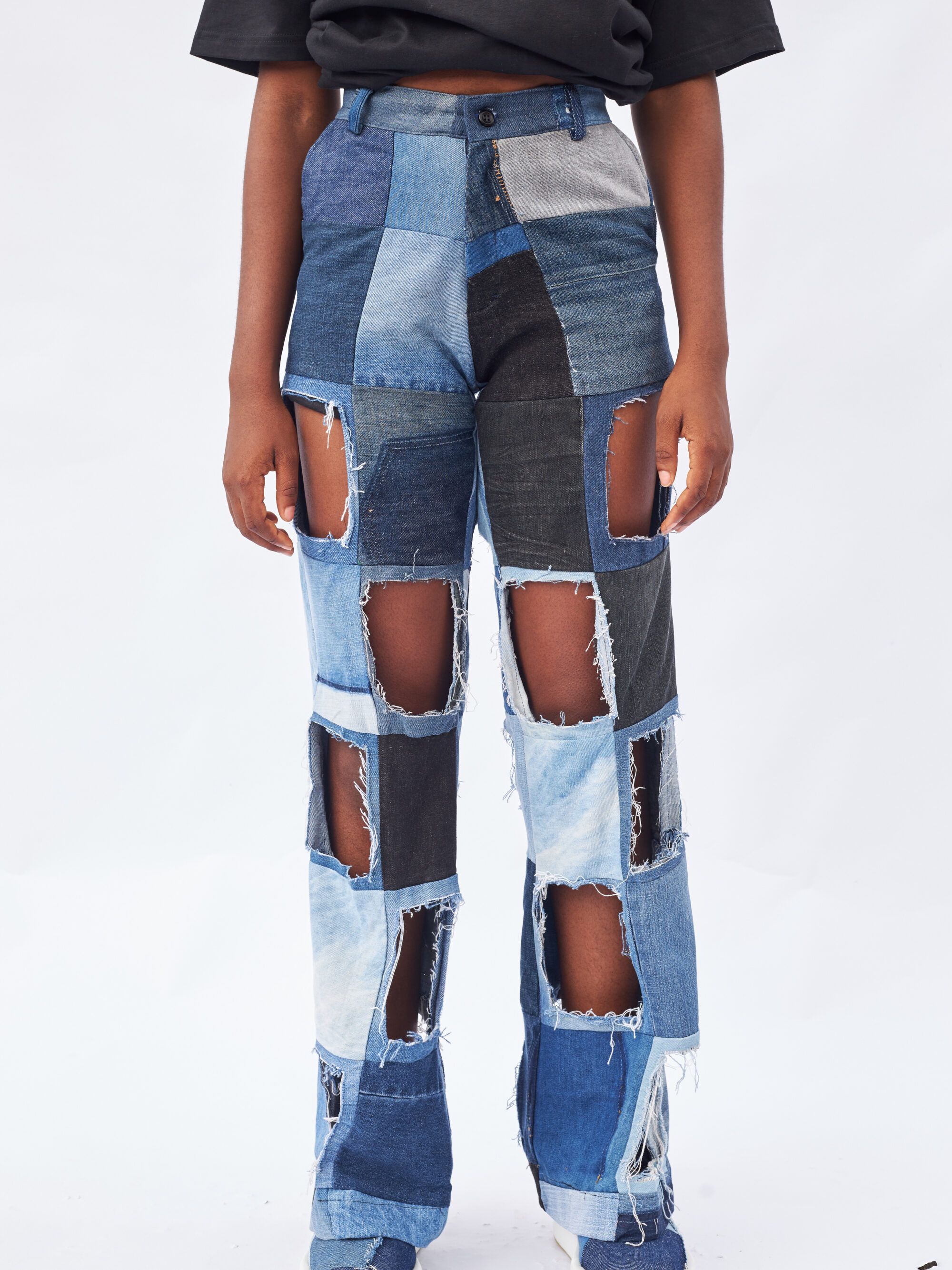 Remyrewaneproducts_WilsonOnwukaStudios_Lagosphotographer810 Patchwork Denim cutout pants