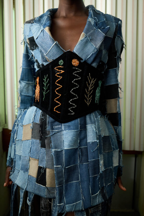 Patchwork Denim Fringe Dress Suit