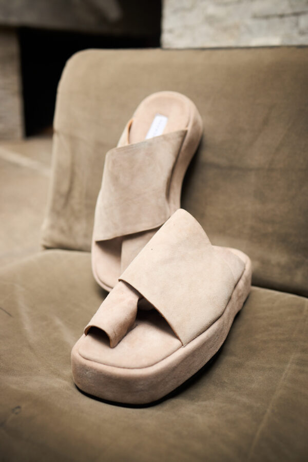 Beige Platform Slippers