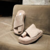 Beige Platform Slippers