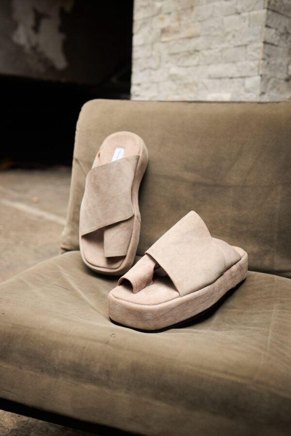Beige Platform Slippers