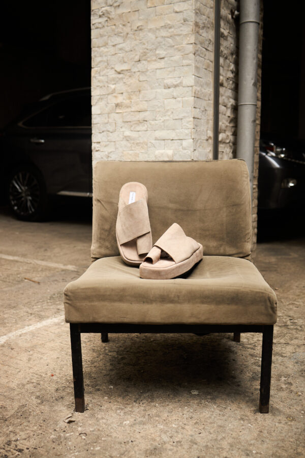 Beige Platform Slippers
