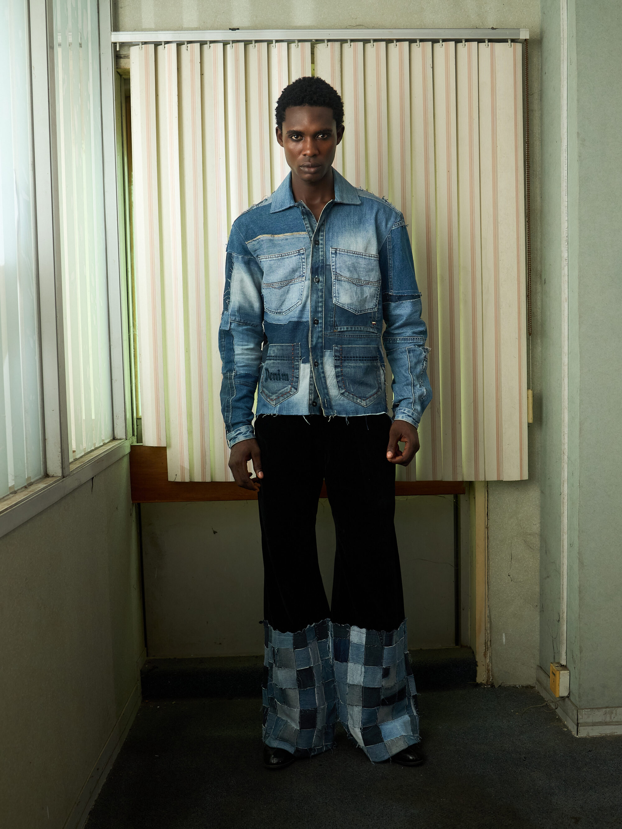 5F5A6468 Patchwork Denim Trucker Jacket