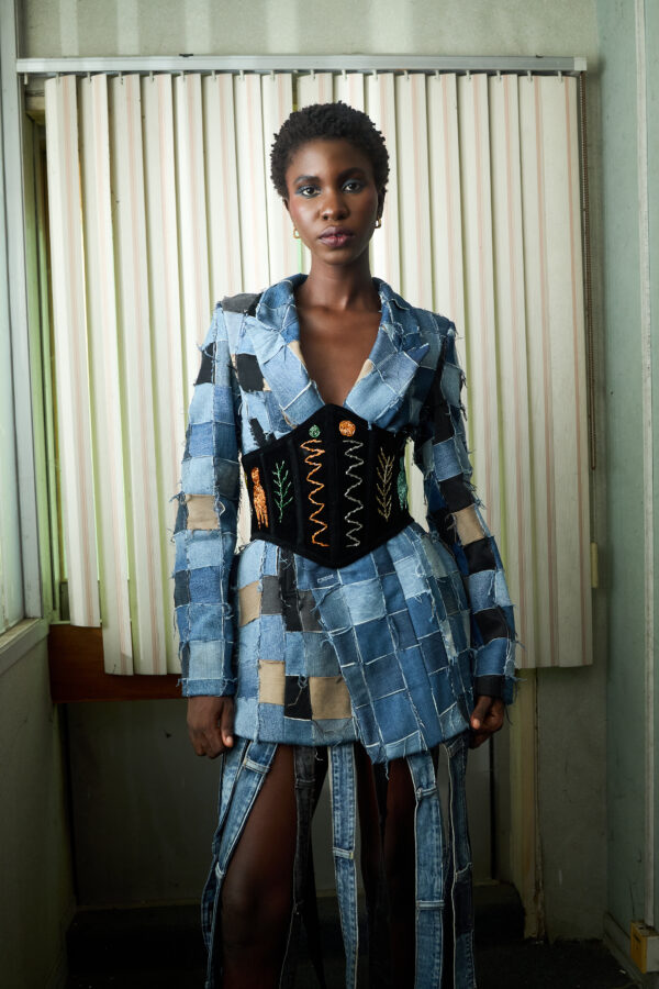 Patchwork Denim Fringe Dress Suit