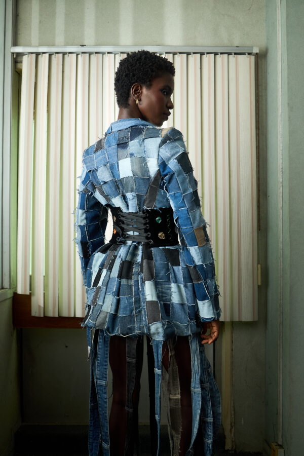 Patchwork Denim Fringe Dress Suit