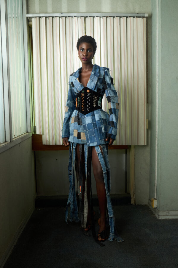 Patchwork Denim Fringe Dress Suit
