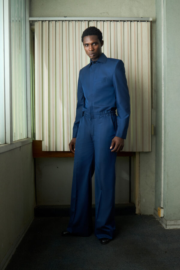 Midnight Blue Wool Jumpsuit