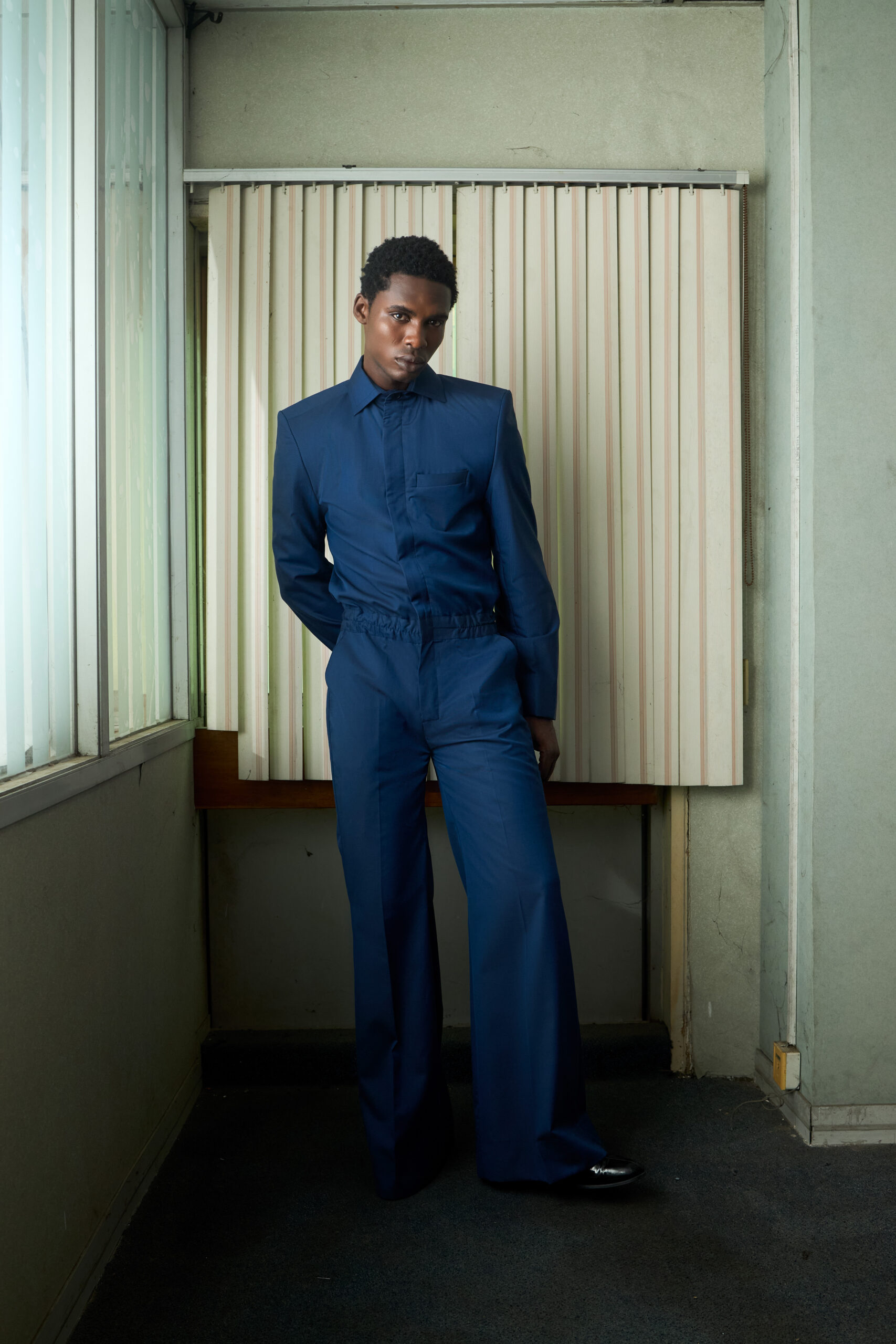 Midnight Blue Wool Jumpsuit