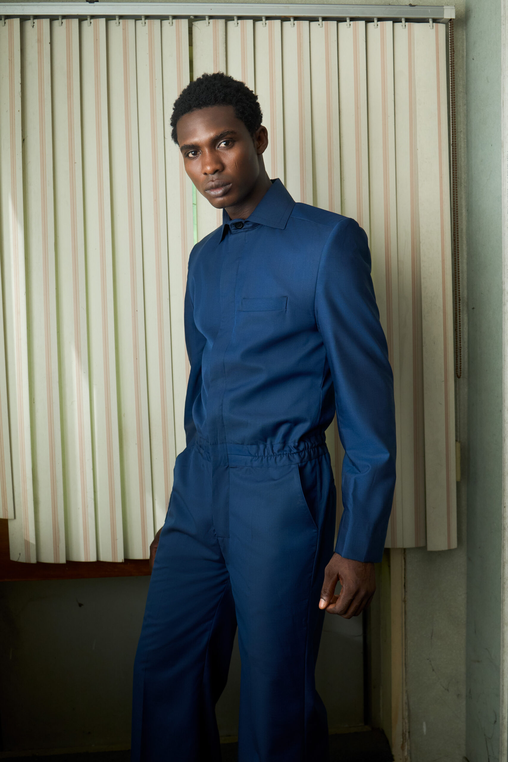 Midnight Blue Wool Jumpsuit