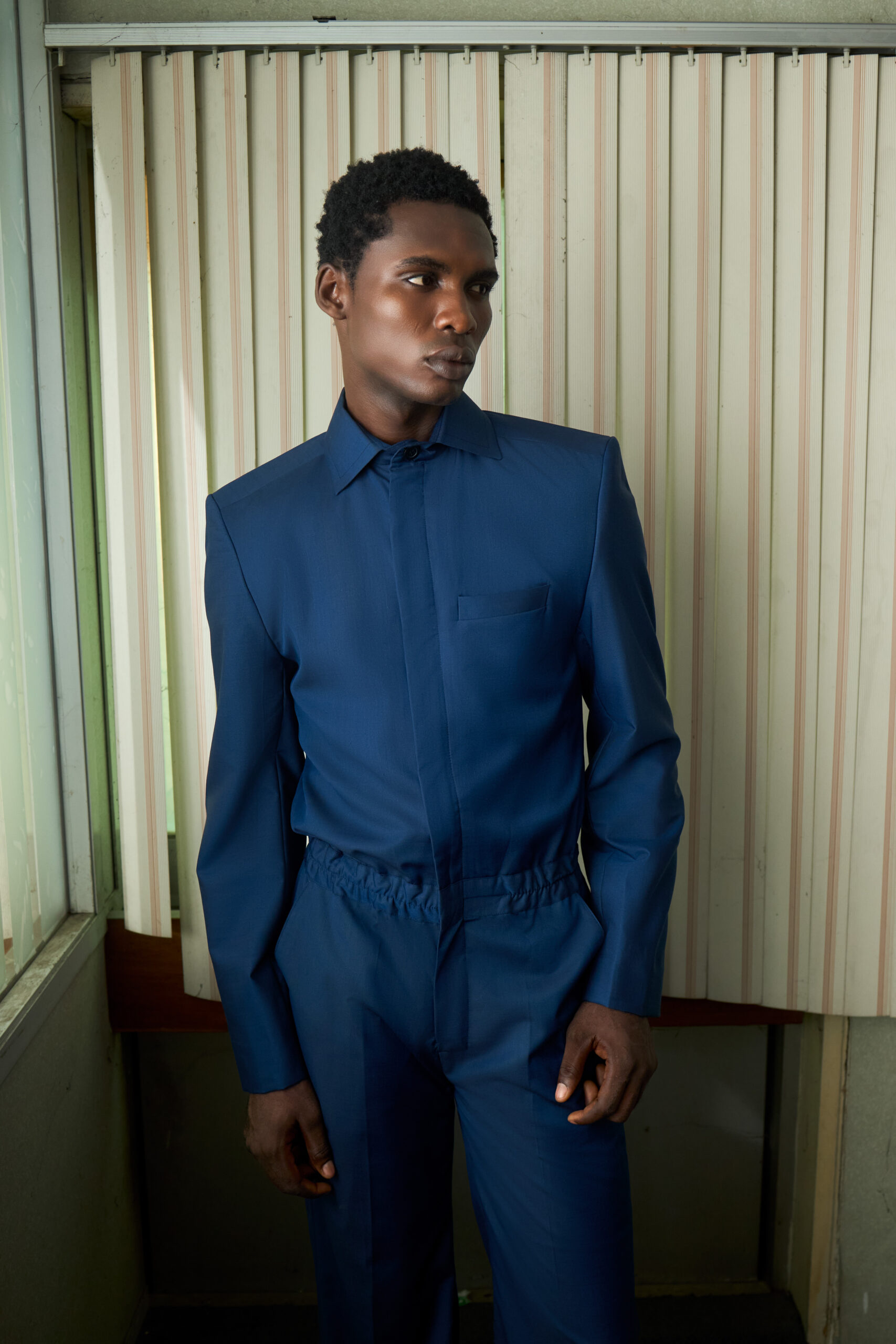 Midnight Blue Wool Jumpsuit