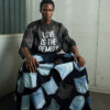Patchwork Denim and Velvet Maxi Skirt