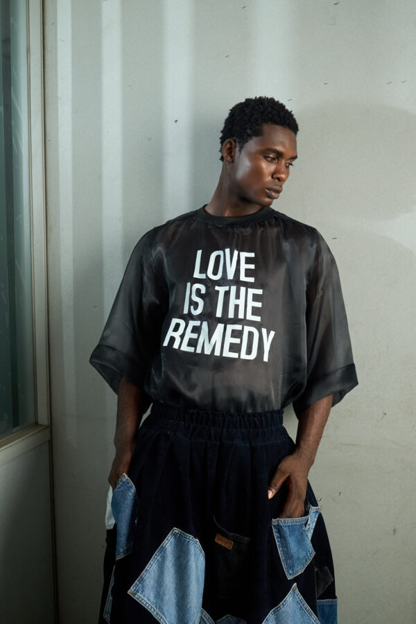 IMG_2654 Black 'Love is the remedy' Organza T-shirt