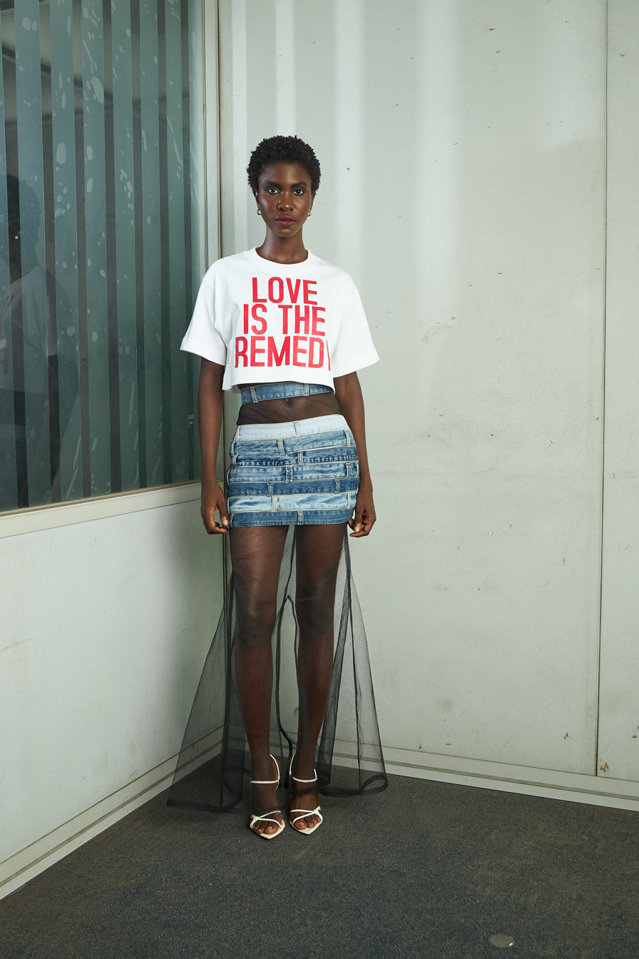 IMG_2677 White 'Love is the remedy' crop t-shirt